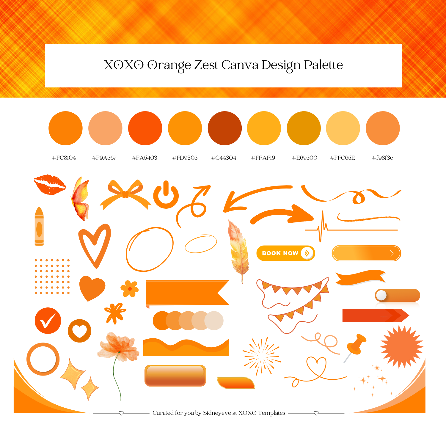 XOXO Orange Zest Canva Design Palette