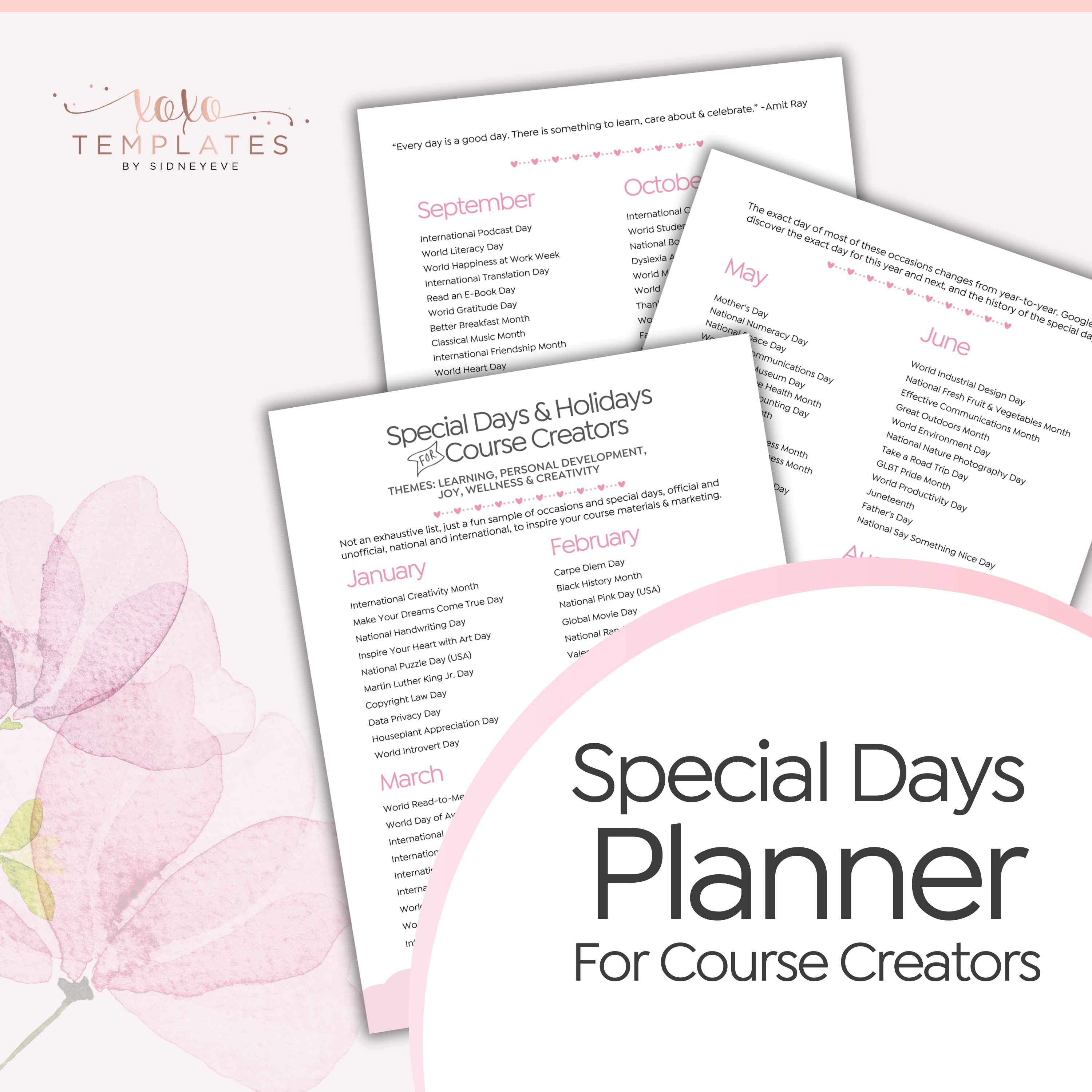 Special Days & Holidays For Course Creators