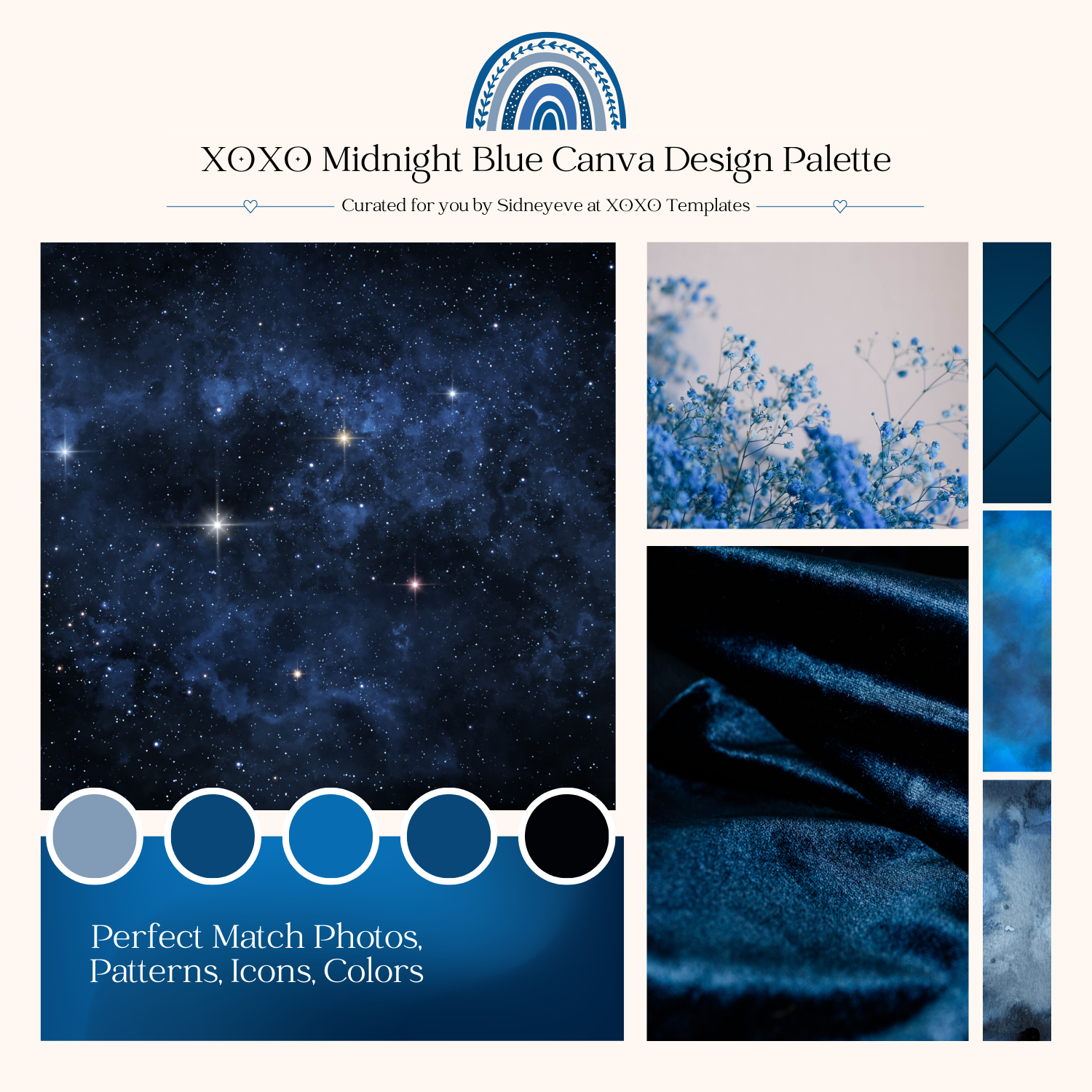 XOXO Midnight Blue Canva Pro Design Palette