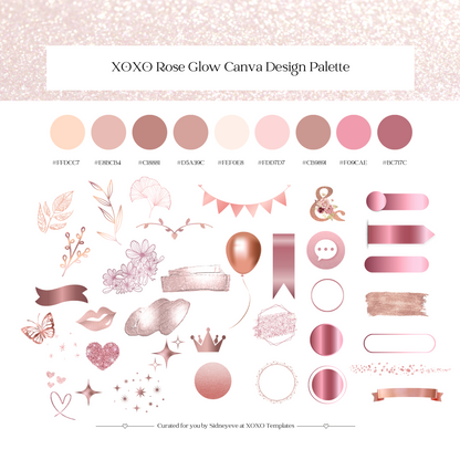 XOXO Rose Glow Canva Design Palette