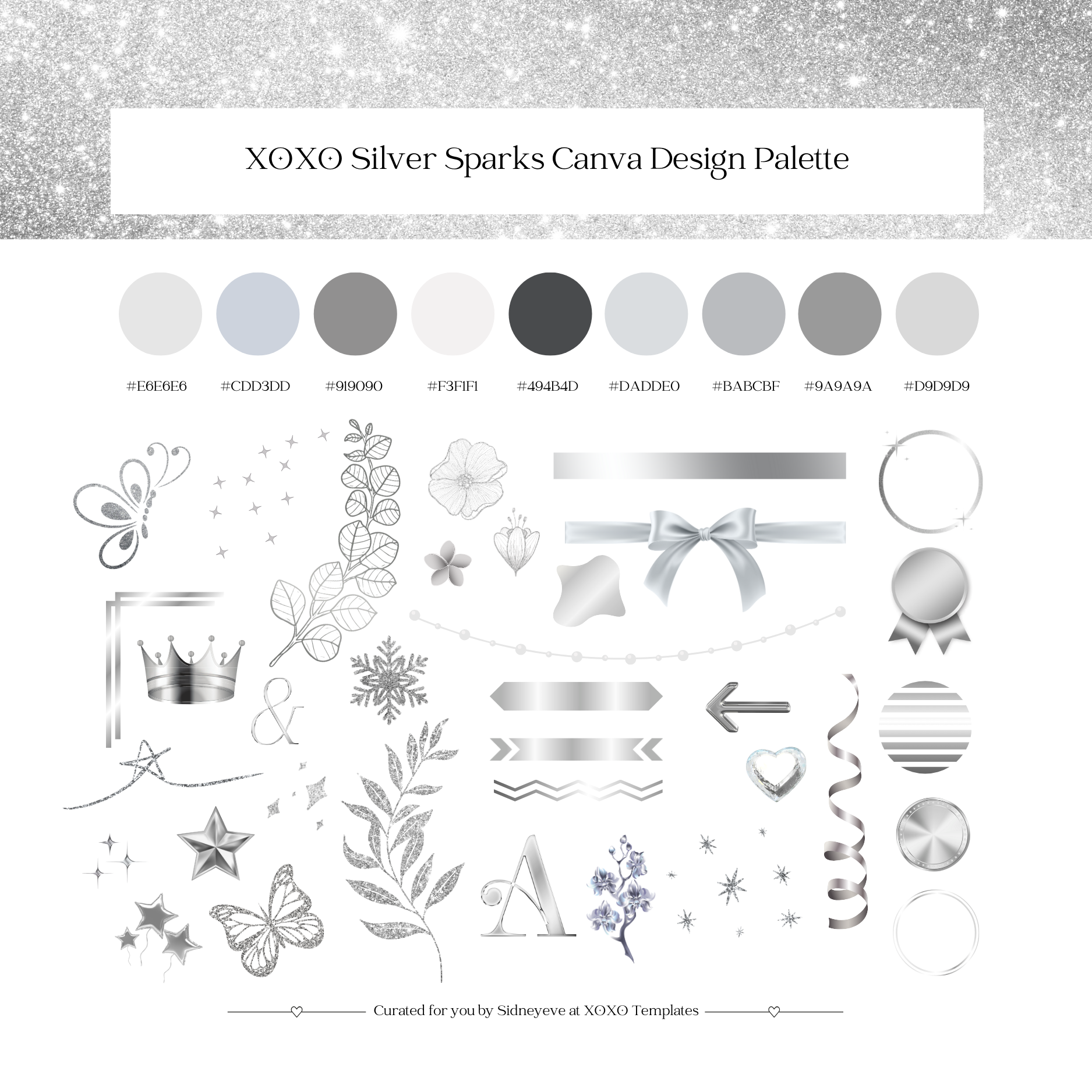 Silver Sparks Canva Design Palette