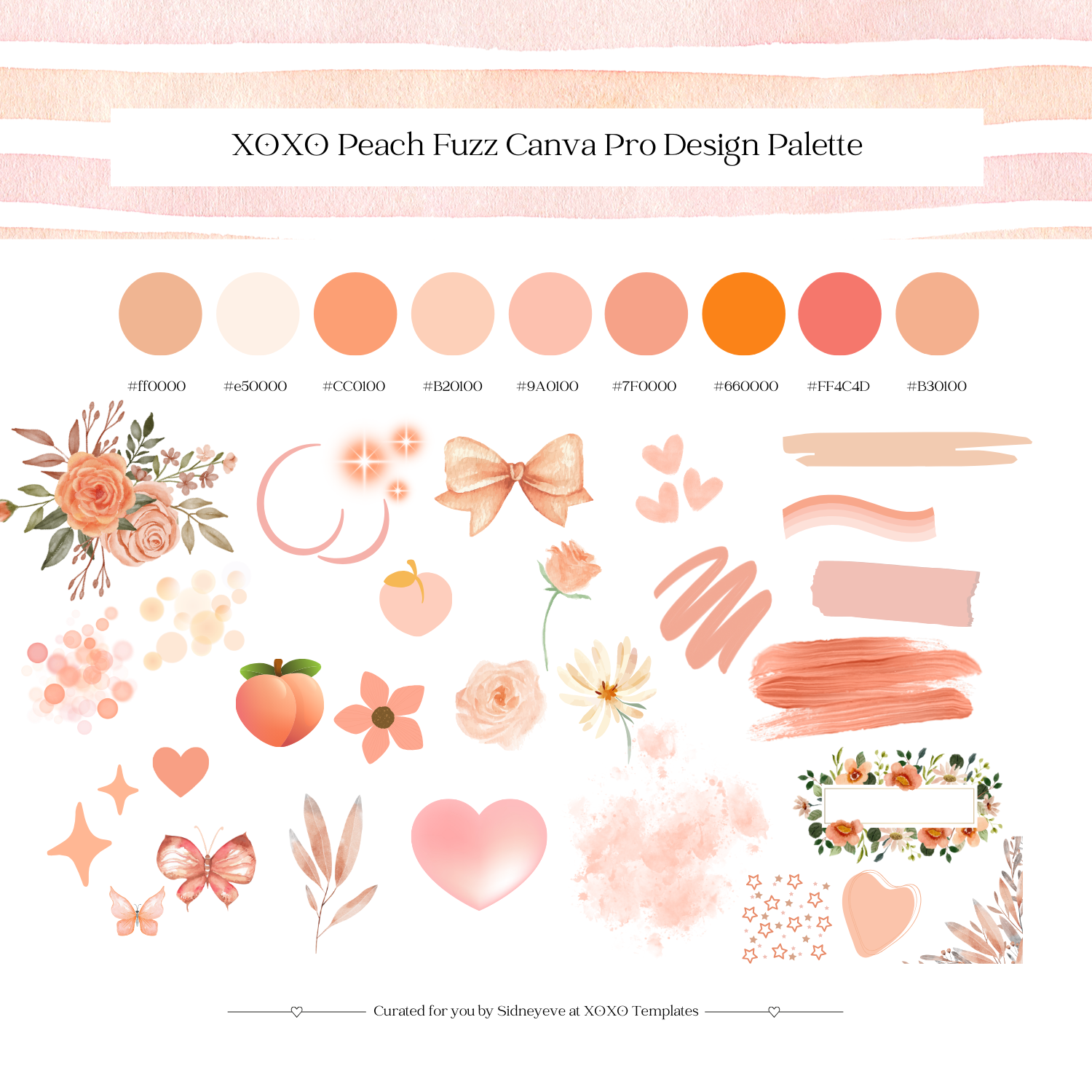 XOXO Peach Fuzz Canva Design Palette