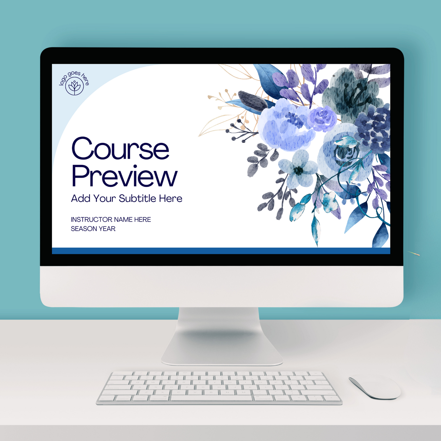 Blue Floral Course Preview Slides