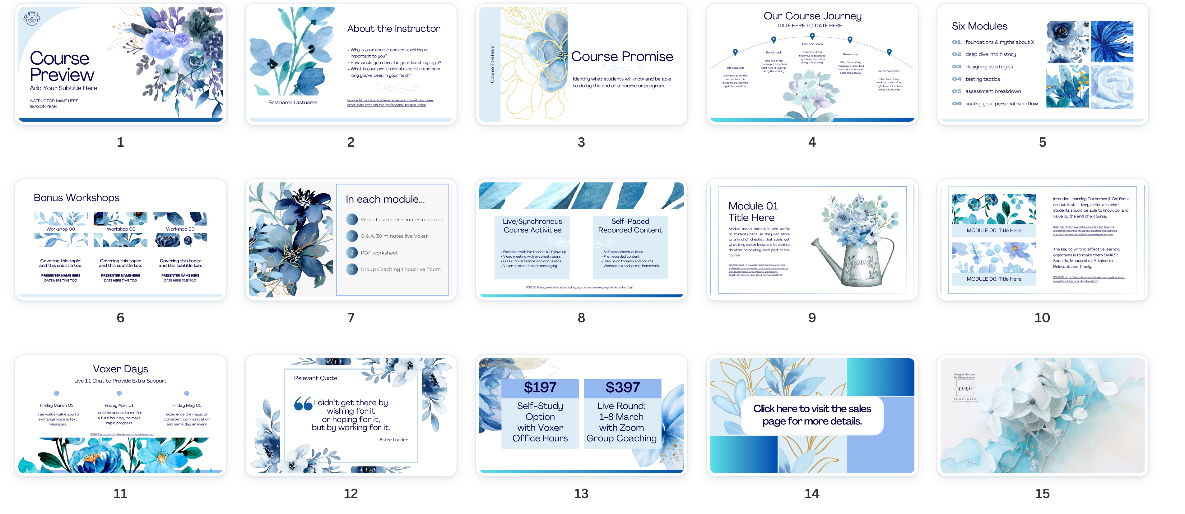 Blue Floral Course Preview Slides