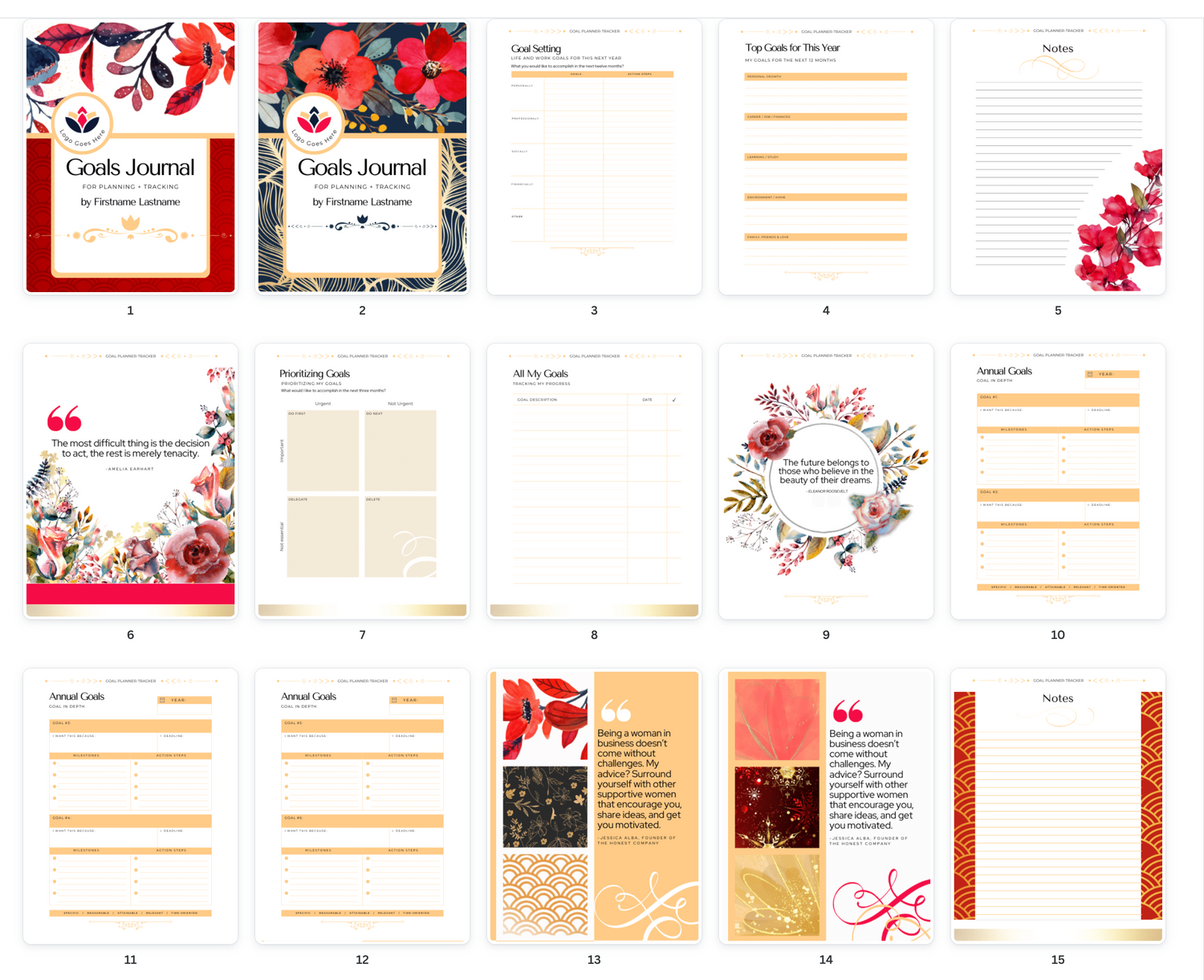 Elegant Goals Journal: Red