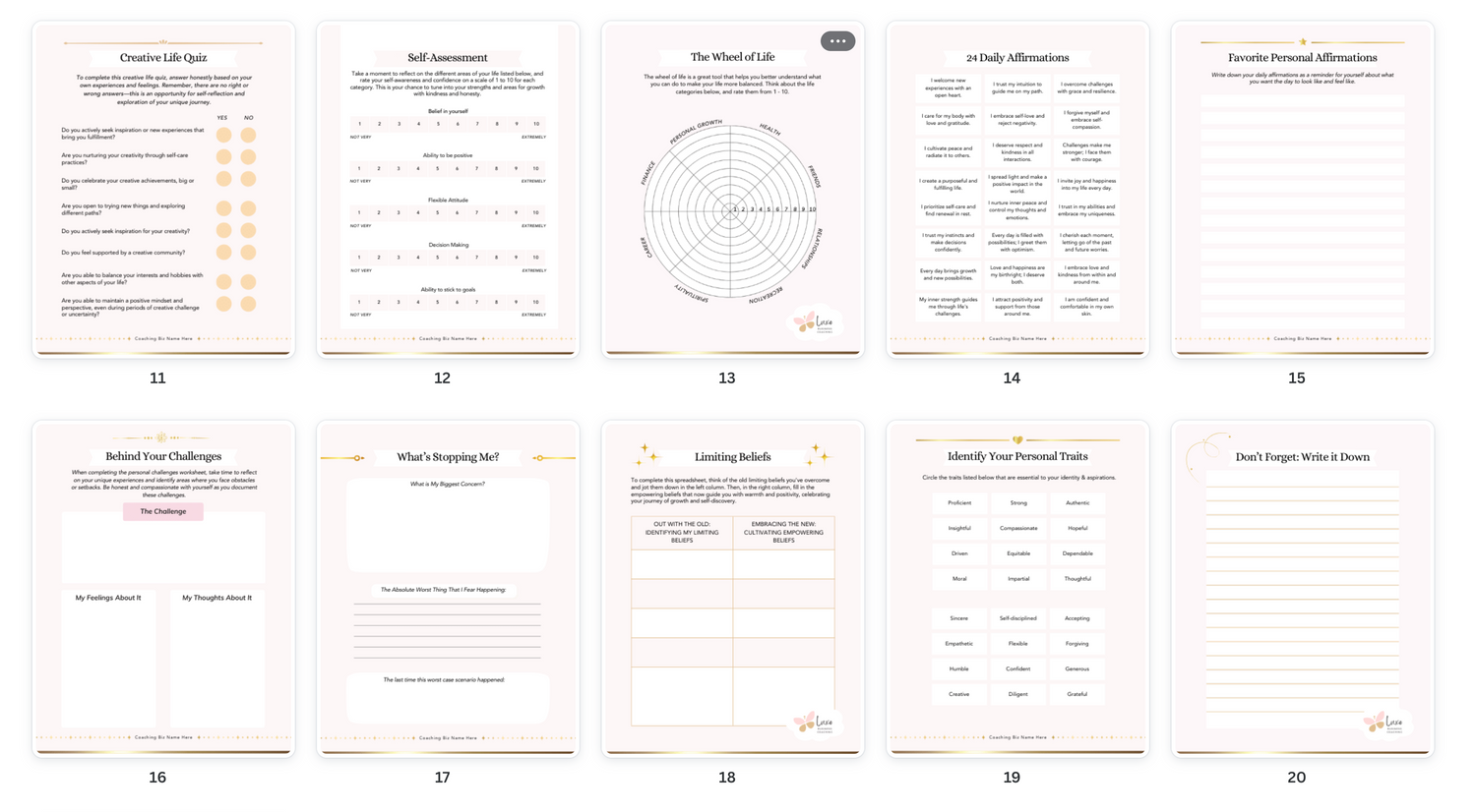 Twenty Coaching Worksheets