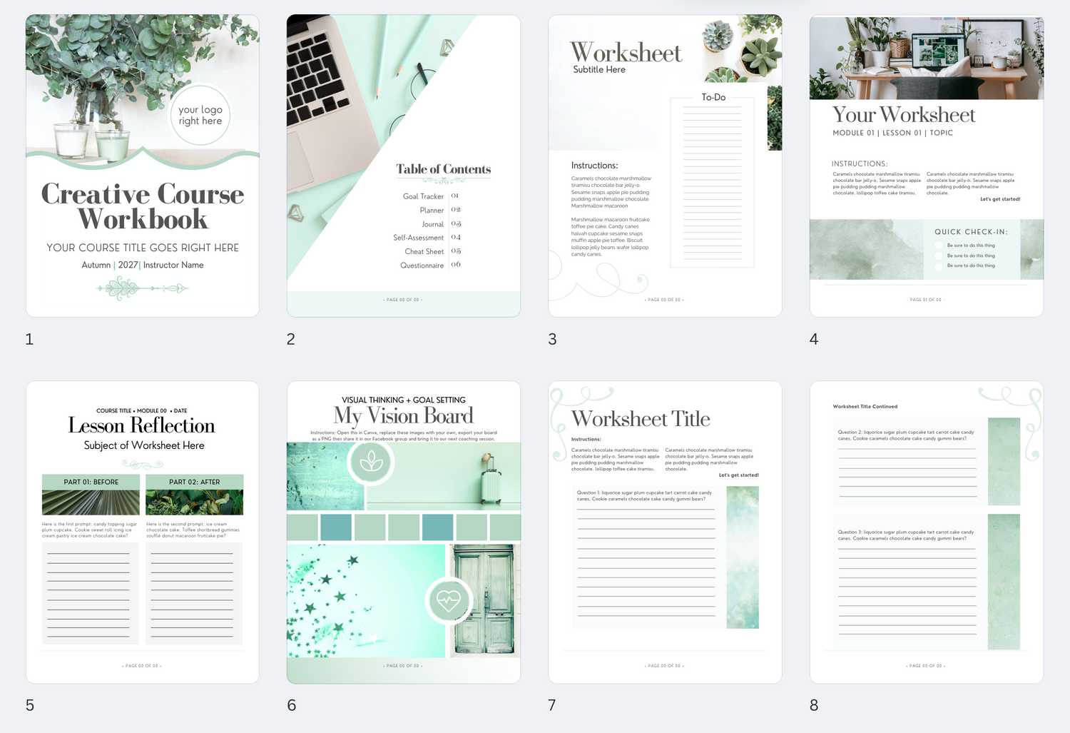 Creative Course Workbook: Mint Green