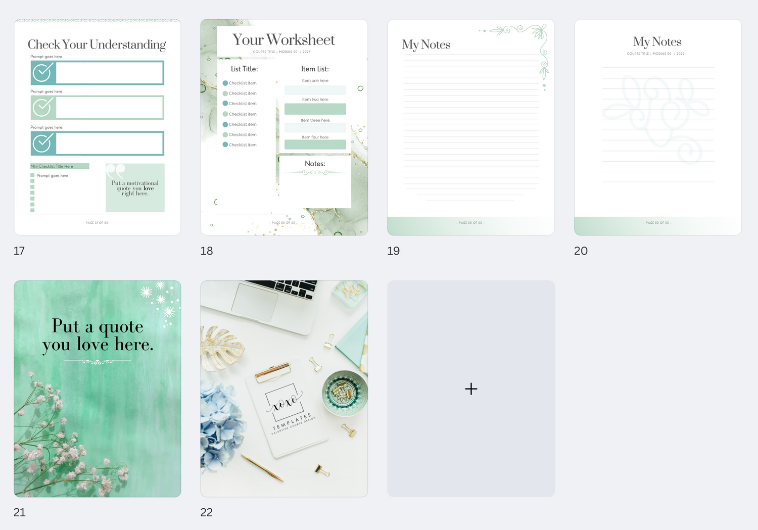 Creative Course Workbook: Mint Green