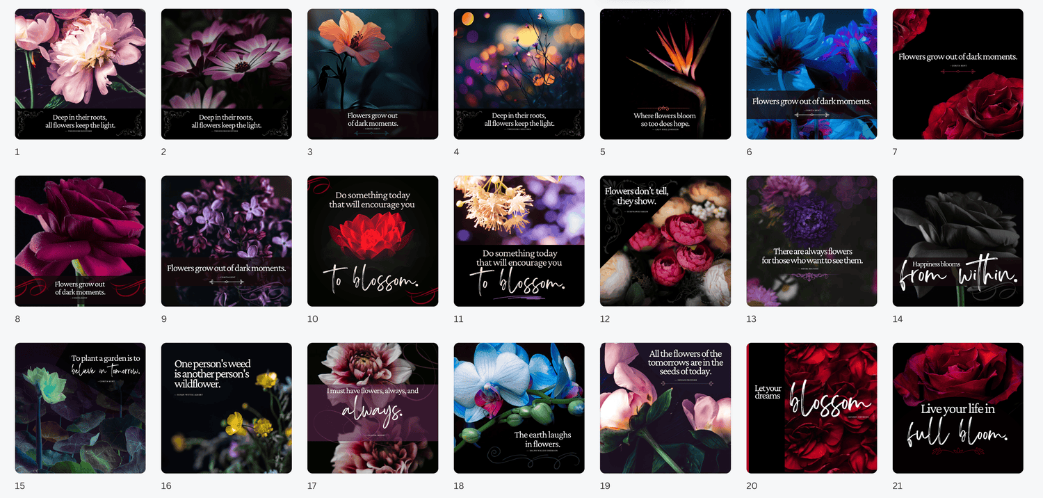 Dark Floral Quote Collection