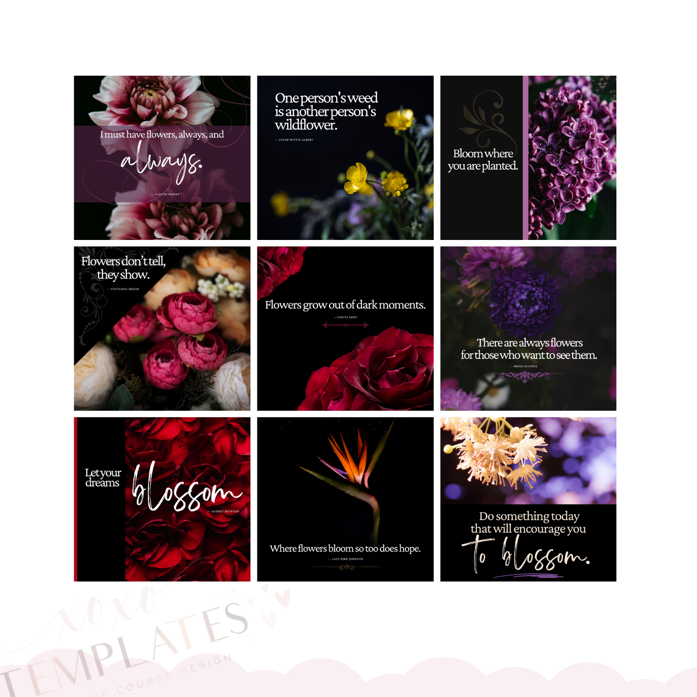 Dark Floral Quote Collection